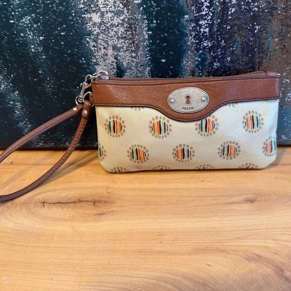Fossil y2K vintage (late 1990's) "Key-Per"Coated Canvas Wristlet Wallet - Picture 1 of 12
